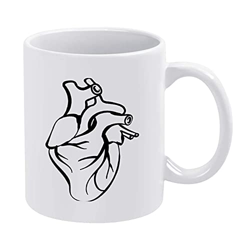 Anatomisch korrektes Herz Schwarz Weiß Tasse Lustige Kaffeetasse Teetasse Für Männer Frauen Lustiges Vatertagsgeschenk für Papa Ehemann Neuer Papa Geburtstagsgeschenk Kaffeetasse Neuheit Kaffeetasse. von N\A