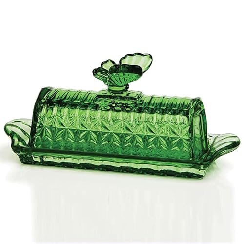 Butterdose aus Glas - Rechteckige Butterglocke - klare Butterschale mit Deckel und Griff - Butterschatz -- Butterbehälter - Butterglas - spülmaschinenfest Butterdose - Butter Dish- 21x8.3x9.5cm,B von N\\A