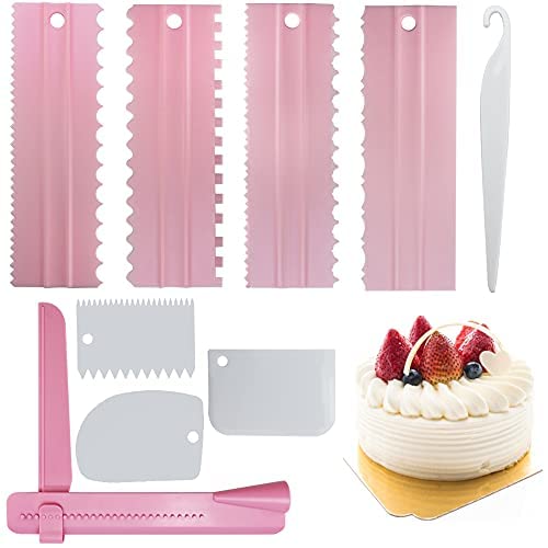 GIRAFEDA 9 Stück Tortenschaber Kunststoff Kuchen Glätter Verstellbar Kuchenschaber DIY Tortenspachtel Plastik Cake Scraper Set Flexibel Buttercreme Glätter Backwerkzeug für Torten Kuchencreme Backen von GIRAFEDA