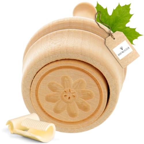 HOFMEISTER® Butter-Stempel, für 30 g Butter, 5 cm, Rosette, handgefertigt in Deutschland, Butter-Form zum Dekorieren, runde Durchstoß-Form, Butter-Model aus heimischem Ahorn-Holz von Hofmeister Holzwaren