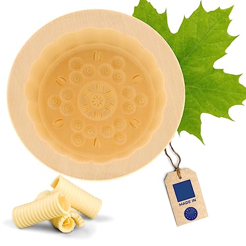 HOFMEISTER® Butterform, für 125 g Butter, 9 cm, Ornament, handgeschnitzt in Deutschland, Butter-Form zum Dekorieren, runde Sturz-Form, Butter-Model aus heimischem Ahorn-Holz von Hofmeister Holzwaren