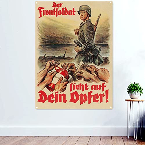 Imperial Soldat Weltkrieg Poster Drucke Wandkunst Wandteppich Deutsches Reich Propaganda Banner Hängende Flagge Wanddekoration Gemälde 96 x 144 cm (38 x 57 Zoll) von N\A