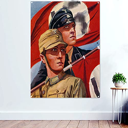 Imperiale Soldaten unter der Flagge WW II Wandkunst Poster Leinwand Gemälde GER Wehrmacht Soldat Banner Krieg Kunst Dekor Wandteppich 96 x 144 cm (38 x 57 Zoll) von N\A
