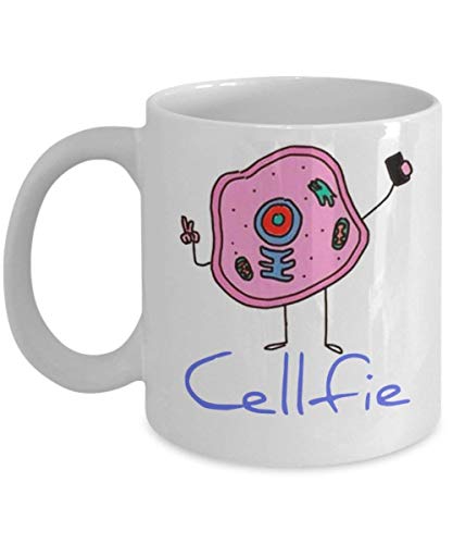 Kaffeetasse mit Aufschrift "Cell Taking A Selfie Cellfie", 325 ml, weiß, Geschenk für Freund, Ehemann, Ehefrau, Mutter, Vater, Lehrer, Studenten, zu Weihnachten, Geburtstag, Valentinstag, Lehrer von N\A