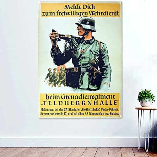 Military Service WW II Wandkunst Poster & Drucke Leinwand Gemälde GER Wehrmacht Banner Wandbehang Flagge Krieg Kunst Dekor Wandteppich 96 x 144 cm (38 x 57 Zoll) von N\A