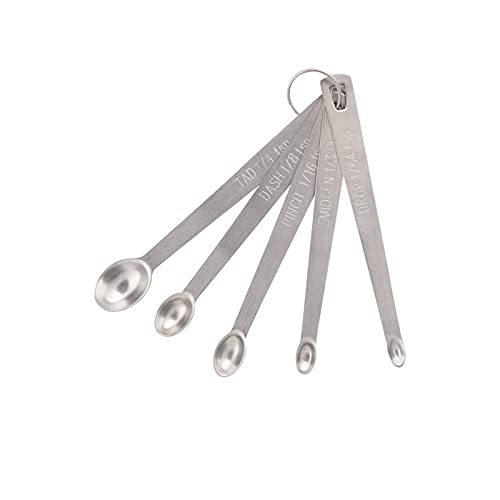 YIUIRUOI Mini-Edelstahl-Löffel, Mini-Messlöffel, Messbecher, Metall-Messlöffel, Messwerkzeuge für Gewürzgläser, 5 Stück von YIUIRUOI