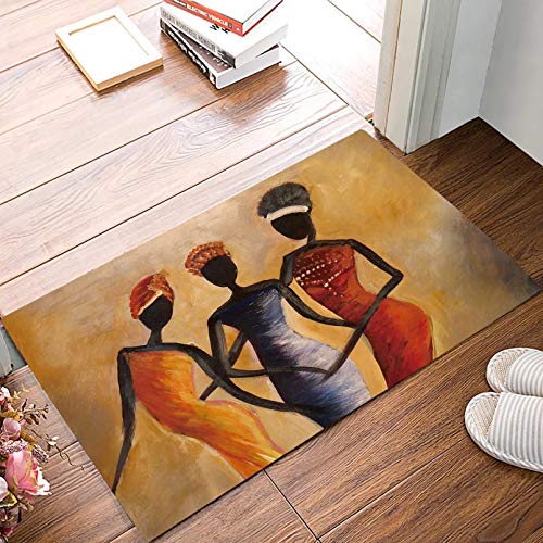N/Ａ 3D-Druck Fussmatte Afrika Frauen Fußmatten Küche Boden Bad Eingang Teppich Matte Saugfähig Innen Bad Gummi rutschfest-20x32inch von N/Ａ