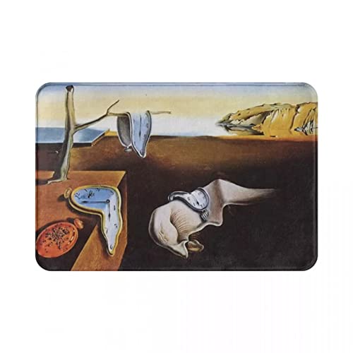 N/Ａ 3D Drucken Fußmatte Memory Salvador DALI Fußmatte Teppichmatte Teppich Polyester PVC rutschfest Bodendekor Bad Badezimmer Küche Schlafzimmer-20x28 inch von N/Ａ