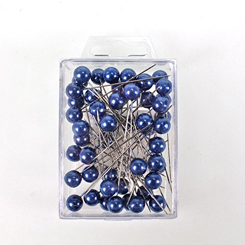 N/A 50 Perlennadeln Ø10mm 1cm L60mm Perlkopf Perlen Anstecknadeln Hochzeitsnadeln Nadeln, Farbe:blau von N/A