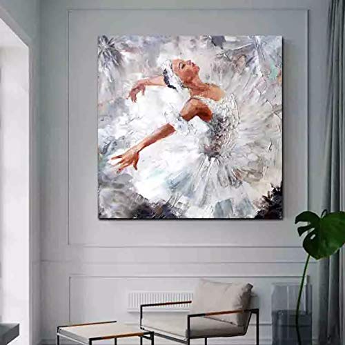 N/Ａ Dekorative Drucke aus Leinwand Abstrakte Malerei Tanzen Mädchen Wandkunst Leinwand Malerei Für Zuhause Mädchen Schlafzimmer Dekoration Poster Und Drucke Bilder Wanddekoration-60x60cm von N/Ａ