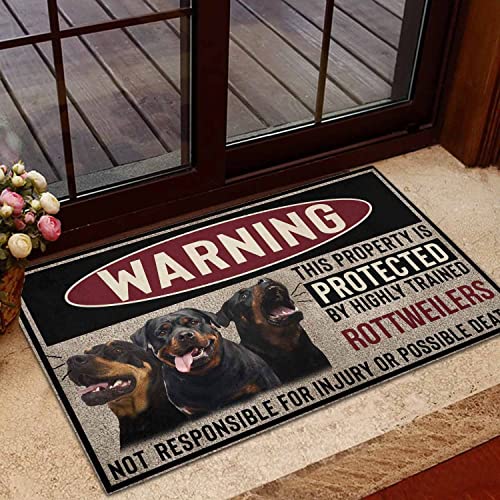N/Ａ Fußmatte innen fussmatte außenEntzückende Rottweiler Hochtrainierte Warnung Fußmatte Home Decor deko Wohnzimmer von N/Ａ