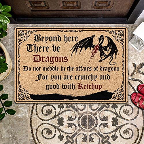 N/Ａ Fußmatte innen fussmatte außenHübsches Design Fußmatte Home Decor Dragon Beyond Here There Be Dragons deko Wohnzimmer von N/Ａ