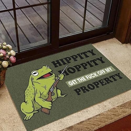 N/Ａ Fußmatte innen fussmatte außenLustiger Hippity Hoppity grüner Frosch mit Fußmatte Home Decor deko Wohnzimmer von N/Ａ