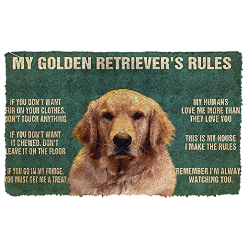 N/Ａ Fußmatte innen fussmatte außenMy Golden Retriever's Rules Design Fußmatte Home Decor Geschenk für Hundeliebhaber deko Wohnzimmer von N/Ａ