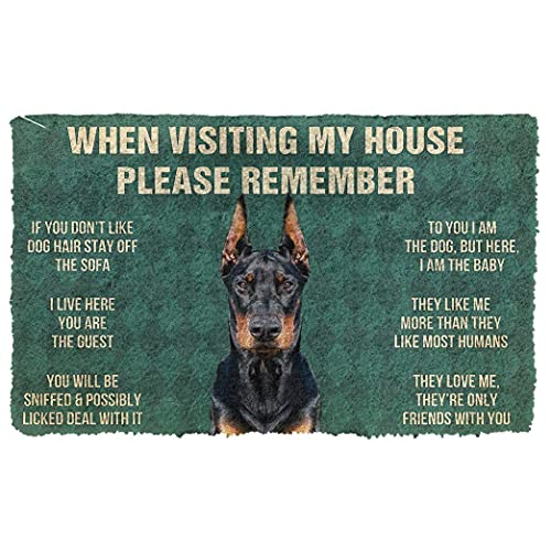 N/Ａ Fußmatte innen fussmatte außenSchöne Dobermann Pinscher Dogs House Rules Bitte Denken Sie daran, Fußmatte Home Decor deko Wohnzimmer von N/Ａ