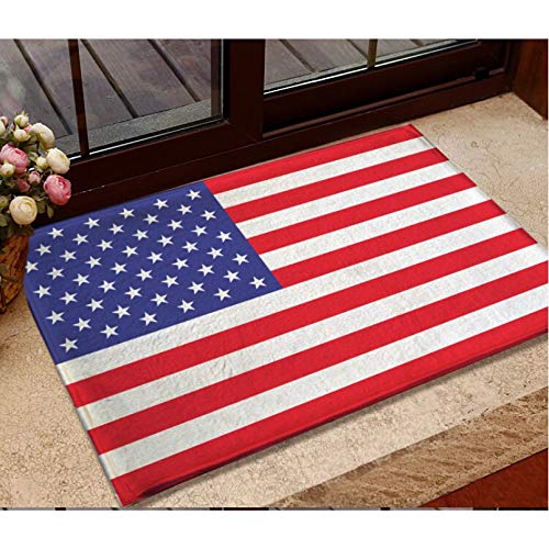 N/Ａ Innen-Fußmatte USA Flagge Fußmatte Flanell Anti-Rutsch-Fußmatte Amerika Flagge Teppiche Schlafzimmer Teppiche Dekorative Matten Home-40X60CM von N/Ａ