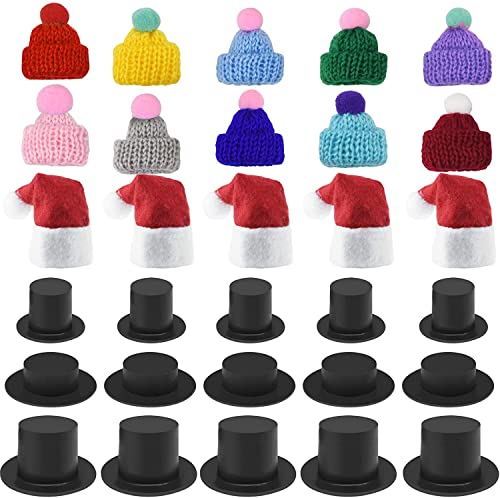 "N/A" XIAOGUOGE 120 Stück Rote Mini Weihnachtsmütze Niedlicher Weihnachten Strickmütze Schwarz Plastik Kleine Nikolausmützen Zylinder Top Hat Weihnachtsmützen deko für Weihnachtsbaum Schneemann Puppe von "N/A"