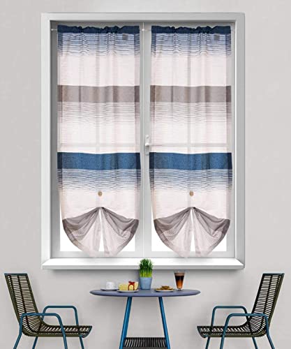 NA APLUS1 Vorhänge für Fenster mit Schlaufen, Jacquard-Vorhänge für Wohn- und Schlafzimmer, 2 Vorhänge (Blau, 60 x 150 cm) von N\A