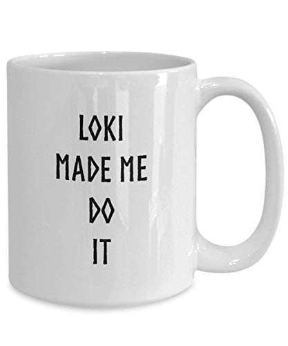 NA Becher-Loki hat Mich dazu gebracht, weiße Keramik-Kaffeetasse Geschenk für Liebhaber der nordischen Mythologie Wikinger-Becher Ragnar Geschenk Wolf 11 Unzen lustige Kaffeetasse von N\A