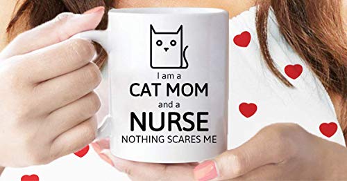 NA Cat Mom Geschenk, Cat Mom Kaffeetasse für Katzenliebhaber, Krankenschwester Tasse, Krankenschwester Geschenk, Krankenschwester Kaffeetassen, Stillbecher von N\A