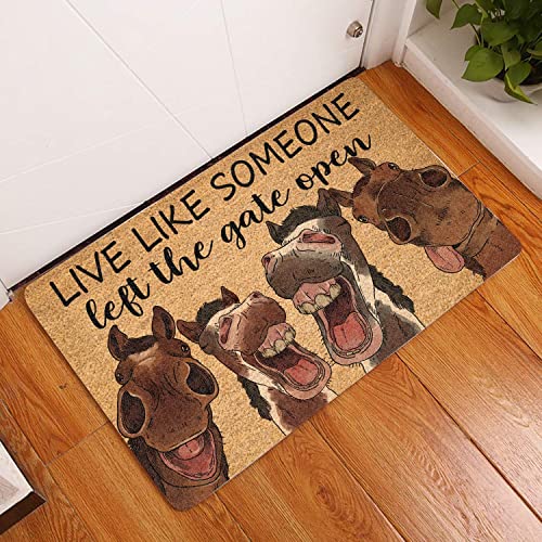 NA Fussmatte Aussen Haustür Pferd Fußmatte Live Like Someone Left The Gate Open Fußmatte Willkommensmatte Home Decor Lustige Fußmatte Geschenkidee Schlafzimmer deko Wohnzimmer von N\\A