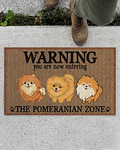 NA Fussmatte Aussen Haustür Warning The Pomeranian Zone Fußmatte Welcome Mat Home Decor Lustige Fußmatte Beste Geschenkidee Schlafzimmer deko Wohnzimmer von N\\A