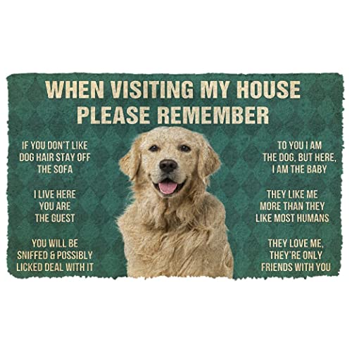 NA Fußmatte innen außen fussmatte Bitte Denken Sie an die Hausordnungs-Fußmatte des Golden Retriever-Hundes Geschenke deko Wohnzimmer von N\\A