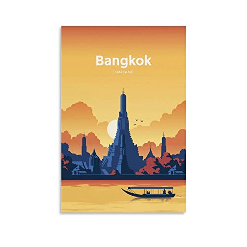 NA Leinwandbild Bangkok Vintage-Reise, Poster für Zimmer, ästhetisches Wohnzimmer, Bild, Druck, Heimdekoration 60X90cm Kein Rahmen von N\\A