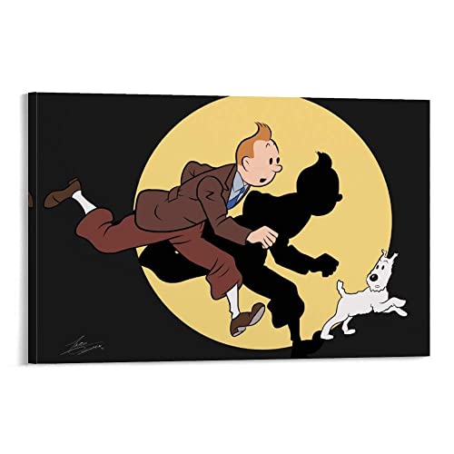 NA Leinwandbild Tintin's Adventures Poster, dekoratives Gemälde, Wohnzimmer, Gemälde 60X90cm Kein Rahmen von N\\A