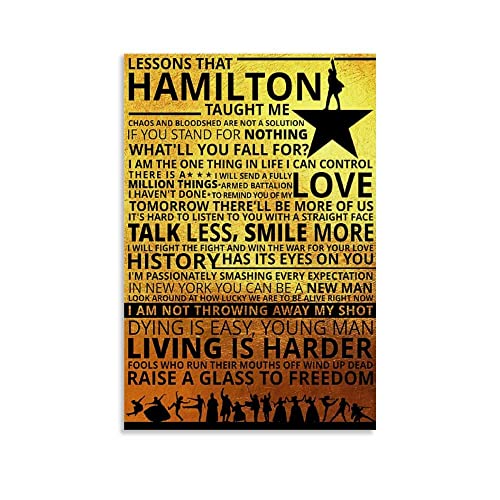 NA Wanddeko Poster Wandbild Hamilton American Musical Broadway Wandkunst Leinwand Schlafzimmer dekorativer Druck 60X90cm Kein Rahmen von N\\A