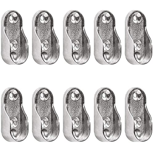 Wardrobe Oval Rail Socket Zinc Alloy Wardrobe Rails Fittings Easy Installation or Removal for Wardrobe Bracket Shower Curtain Rod Flansch Kit (Silber), 10 Stück von N\A
