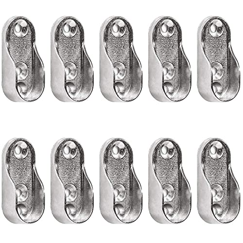 Wardrobe Oval Rail Socket Zinc Alloy Wardrobe Rails Fittings Easy Installation or Removal for Wardrobe Bracket Shower Curtain Rod Flansch Kit (Silber), 10 Stück von N\A