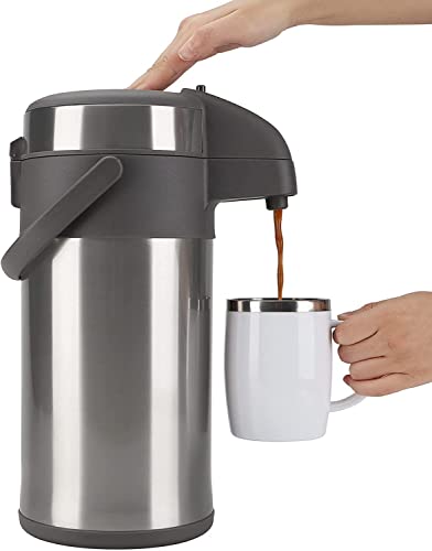 OJOJ Thermo-Kaffeekaraffe mit Pumpe, 3 l, Edelstahl, Thermoskanne für heiße Getränke, Thermo-Kaffeespender von "N/A"