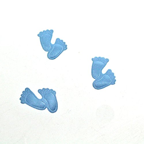 N/A Streudeko Taufe Geburt Babyfüße Fuß Baby Satin 2cm 150 Stück Tischdeko, Farbe:hellblau von n.a.