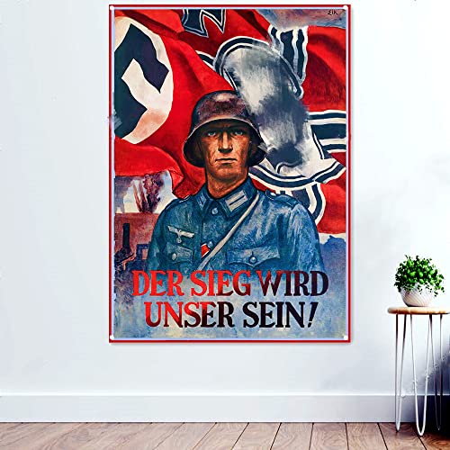 The Victory will be Ours! WW II War Art Banner Wandbehang Flagge GER Wehrmacht Soldaten-Poster Heimdekoration Malerei Wandteppich 96 x 144 cm (38 x 57 Zoll) von N\A
