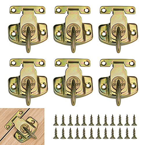 VCRANONR 6 Stücke Verschluss mit Schrauben Schnappverschluss Schnappschloss Haspe Verschluss Golden Latch Haspe Hardware Kistenverschluss Messing für Esstisch, Trainingstisch, Schrank Zubehör von "N/A"