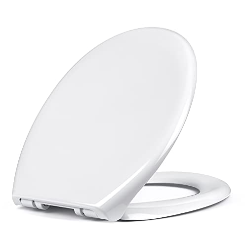 WC Sitz Oval weiß Toilettensitz Soft Close, Klodeckel mit Absenkautomatik Funktion, Toilettendeckel Klobrille einfache Montage, Toilettensitz Soft Close Polypropylen von N\A