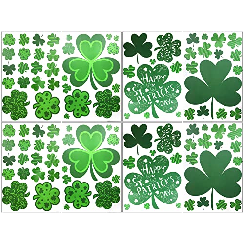 Reofrey 8 Blatt St. Patrick's Day Aufkleber, St. Patrick's Day Fensteraufkleber, Kleeblatt Fensteraufkleber Für St. Patrick's Day Home Schule Büro Restaurant Geschäft Und Partyzubehör von N\B