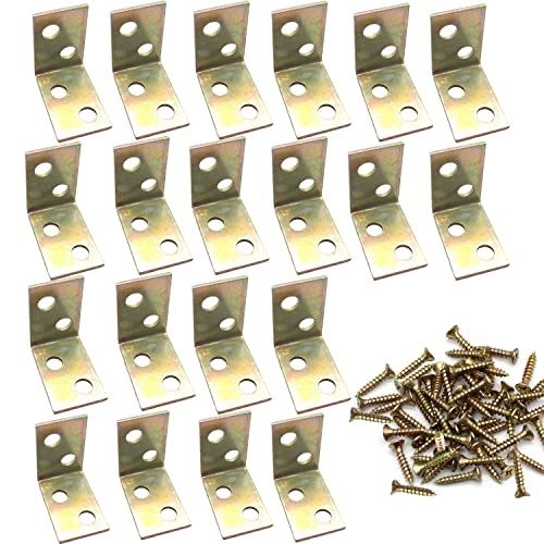 20 Stück 90 Grad Winkelverbinder Gelb Verzinkt Winkel Klammern Regal Unterstützung Mit Schrauben Wird für die Installation der Regalstütze(25 x 25 15 mm), Yellow, YGDE-2713-J06G von N\C