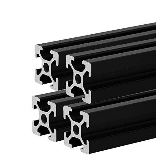 NC 4 Stück 500 mm 2020 Aluminiumprofil-Extrusionsrahmen, europäischer Standard, eloxierte schwarze Linearschiene für 3D-Drucker und CNC-DIY-Lasergravurmaschine, 500 mm von NC