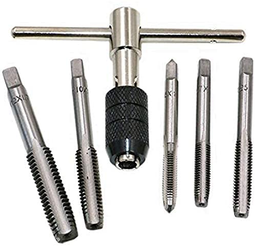 6 PCS Einstellbarer metrischer T-Griff-Gewindebohrer-Satz M6/M7/M8/M10/M12 Gewindeschneidwerkzeug Handgewindebohrer-Set von NC