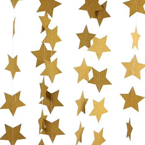 65Ft/20 Meter Stern Papier Girlande Bunting Banner Party Geburtstag Hängende Dekoration Baby Shower Decor (Gold) von N\C