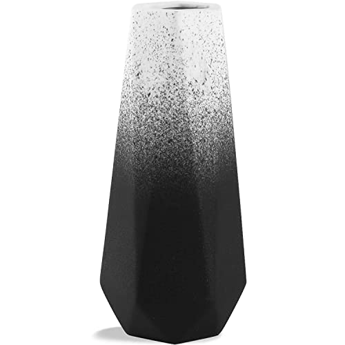 CERANEE Geometrische Keramik-Blumenvase für moderne Heimdekoration, mattierte Porzellanvase, schwarzer Farbverlauf, 19,8 cm von NC