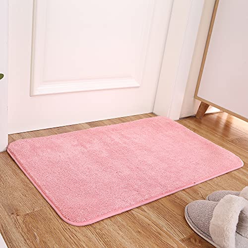 Fußabtreter Innen Robuste Anti-rutsch Fußmatte für den Innenbereich Maschinenwaschbar weiche Fußmatte Super Absorbent Water Low Profile Mats (Pink_40x60_cm) von Mnixy