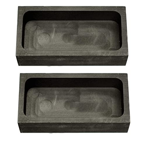 LLF Gold Silber Graphit Barrenform Tiegel zum Schmelzen Gießen Verfeinern (2 Stück 1 kg (100 x 50 x 25 mm) von NC