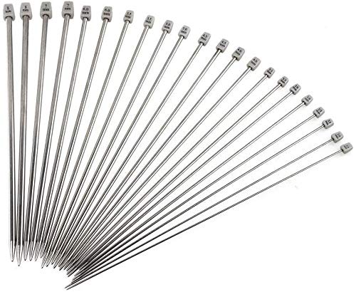 NC Stricknadeln, 36 cm (14") Stricknadel-Kit aus Edelstahl, einschließlich 2,0 mm 2,5 mm 3,0 mm 3,5 mm 4,0 mm 4,5 mm 5,0 mm 5, 5 mm 6,0 mm 7,0 mm 8,0 mm (11 Paare) von N\C
