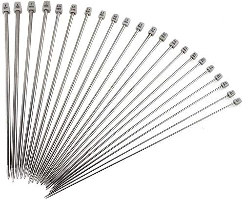 NC Stricknadeln, 36 cm (14") Stricknadel-Kit aus Edelstahl, einschließlich 2,0 mm 2,5 mm 3,0 mm 3,5 mm 4,0 mm 4,5 mm 5,0 mm 5, 5 mm 6,0 mm 7,0 mm 8,0 mm (11 Paare) von NC