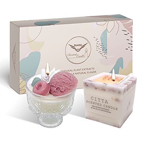 Orentas Duftkerzen & Würfel Set, Reine Natürliche Sojabohne, Pflanze Mix für Aromatherapie Wachs, für Home Meditation oder Geburtstag Geschenke 2 Packungen (Rose Love Ice-Cream) von N\C