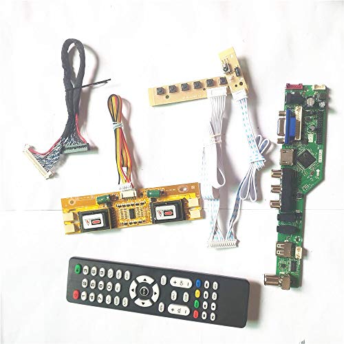 QD15XL16 Rev.01/2 T.V53 Drive Card Board 4CCFL LVDS 20Pin HDMI VGA AV USB RF LCD Display Panel Inverter + Fernbedienung + Tastatur Kit (QD15XL16 Rev.02) von N\C