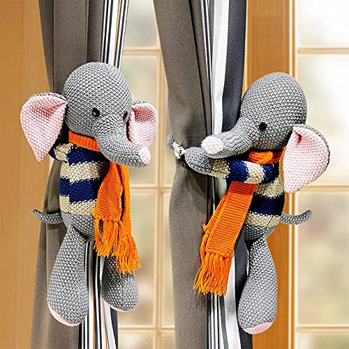 2 Stück Cartoon-Vorhangschnalle, Raffhalter mit Tierriemen, Vorhanghaken, Clip, Raffhalter für Kinderzimmer, Kinderzimmer, Fensterdekoration (Elefant) von NC